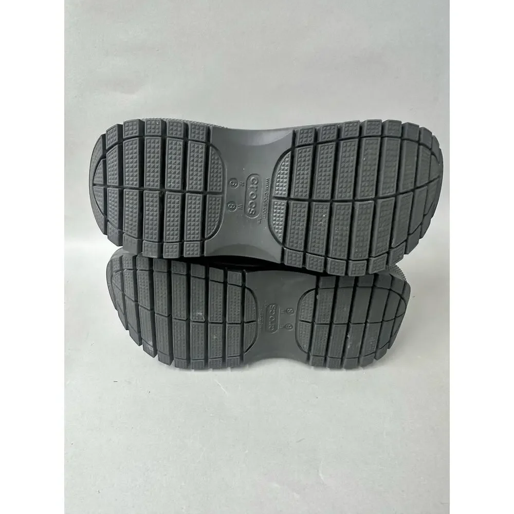 Crocs Classic Mega Crush‎ Clog Solid Black Matte/Shiny Women's Size 8 Mens 6
